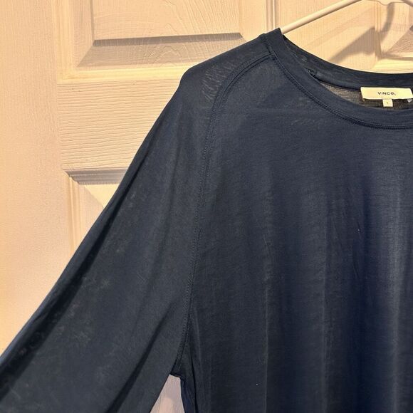 Vince‎ Teal Green Soft Stretch Long Sleeve Top Size Large Viscose Quiet Luxury - Picture 2 of 6